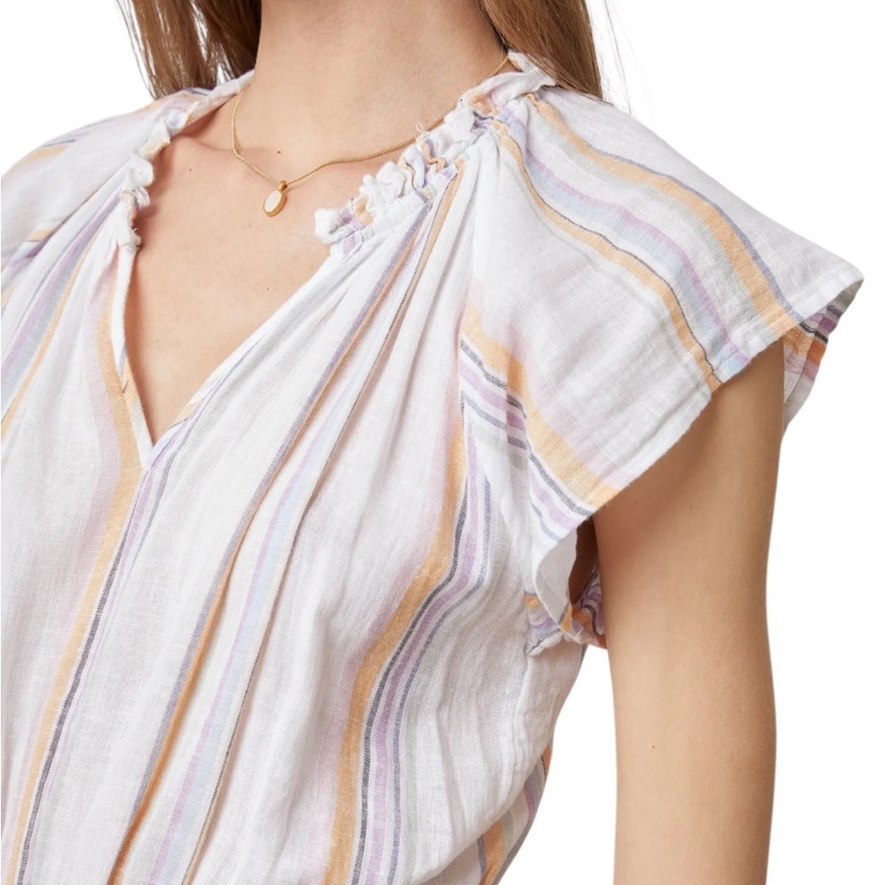 Rails Amelia Linen Blend Midi Dress in Merida Stripe Soft White Size S - Picture 2 of 14